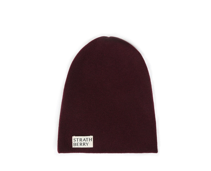 Cashmere Ribbed Beanie - Burgundy