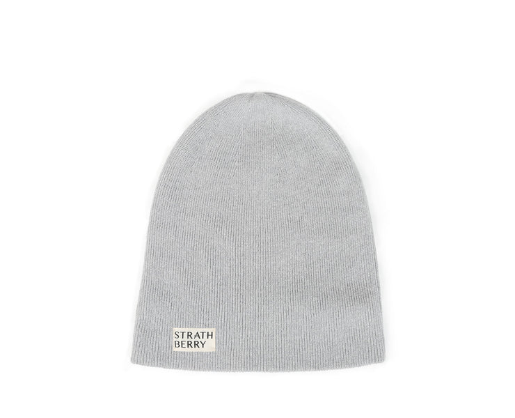 Cashmere Ribbed Beanie - Light Grey