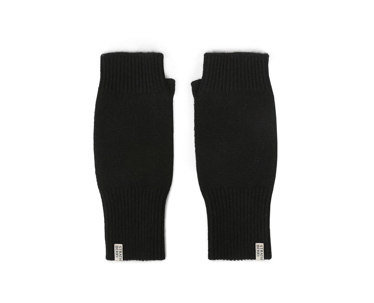 Cashmere Fingerless Gloves - Black