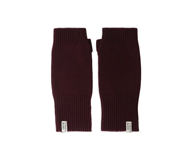 Cashmere Fingerless Gloves - Burgundy