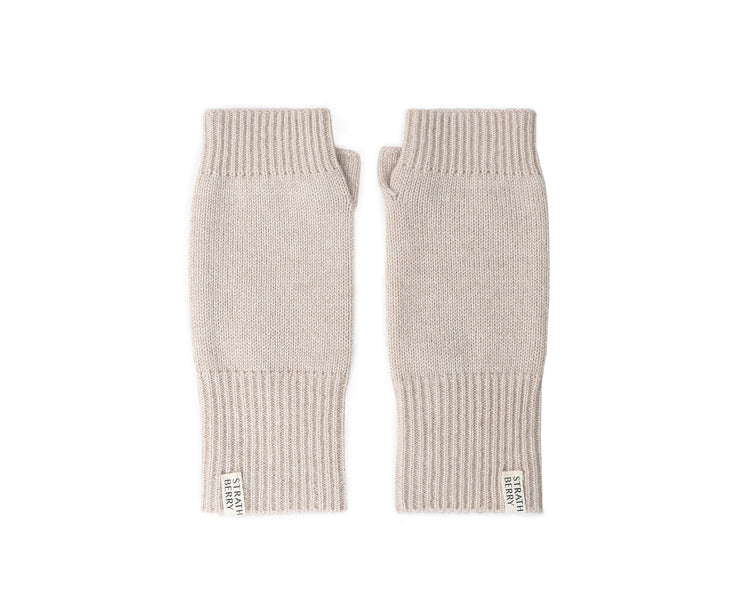 Cashmere Fingerless Gloves - Latte