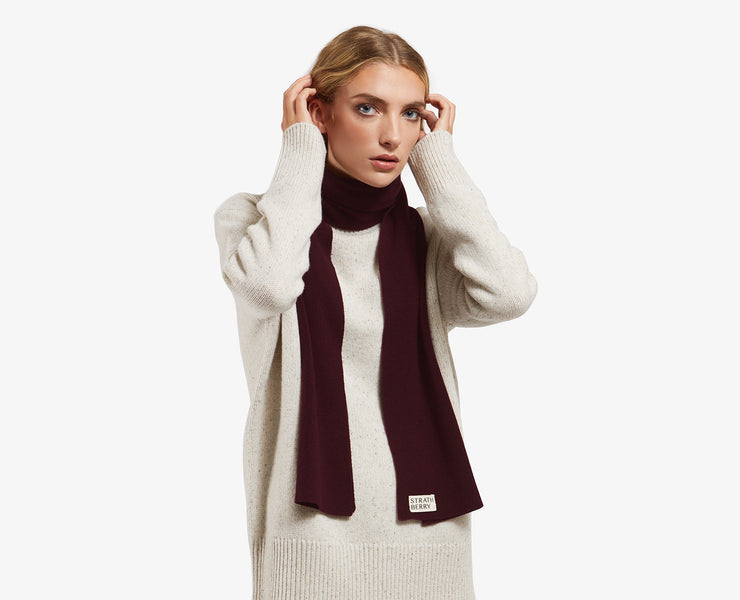Cashmere Ribbed Scarf - Burgundy
