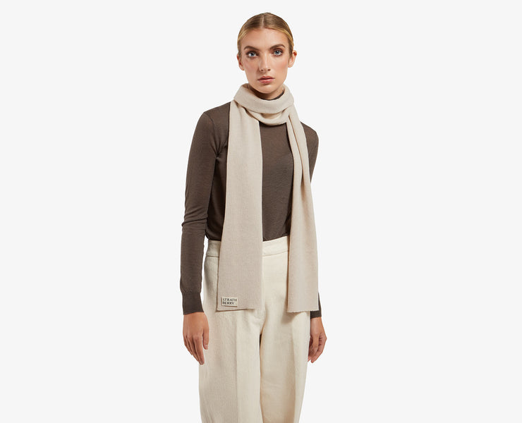 Cashmere Ribbed Scarf - Latte