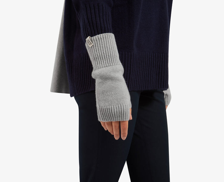 Cashmere Fingerless Gloves - Light Grey