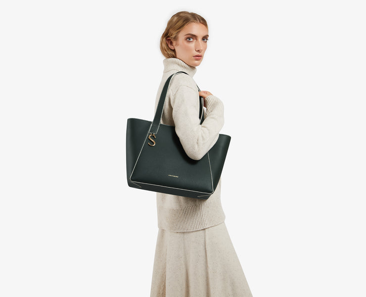 S Cabas - Bottle Green with Vanilla Edge