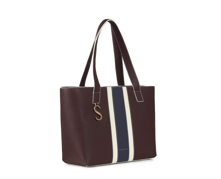 S Cabas - Burgundy Stripe