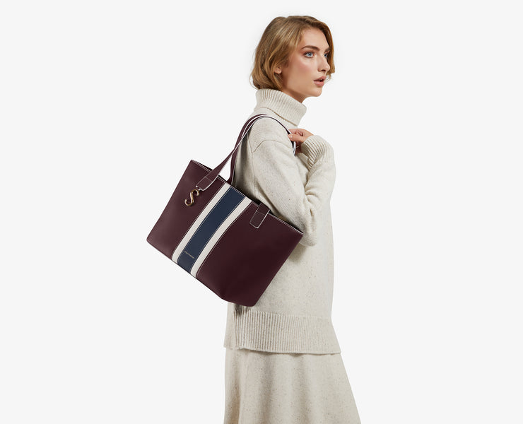 S Cabas - Burgundy Stripe