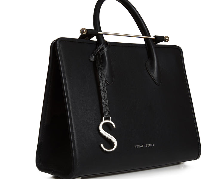 S Charm - Black with Silver Hardware