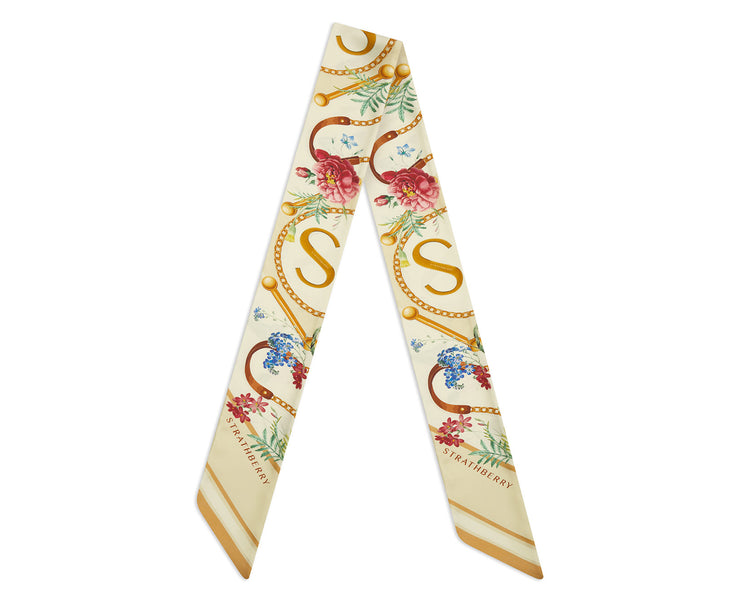 Silk Neck Scarf - S Print Gold