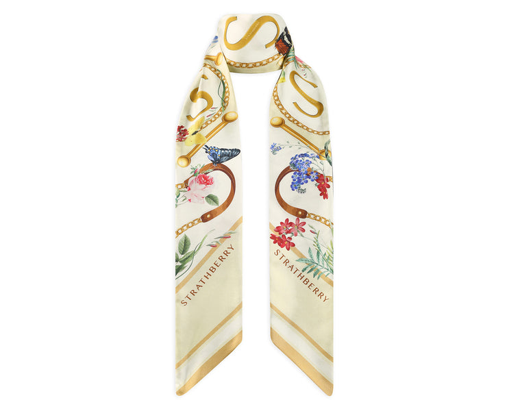 Silk Neck Scarf - S Print Gold
