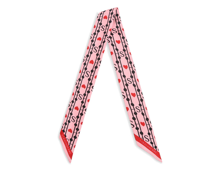 Silk Skinny Scarf - Valentine's Heart Print