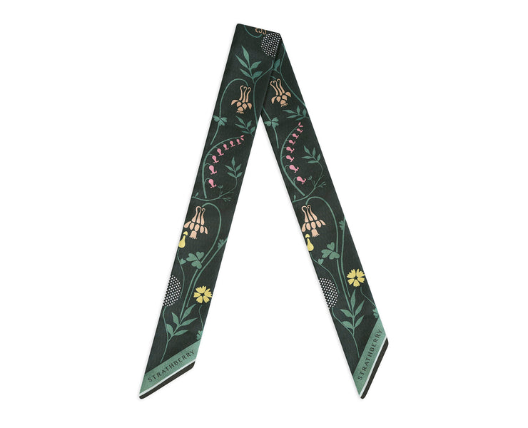 GWP Silk Skinny Scarf - Green Floral