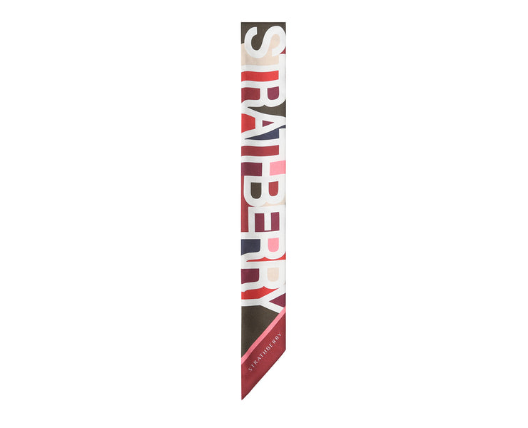 Silk Skinny Scarf - Multicolour Logo Print