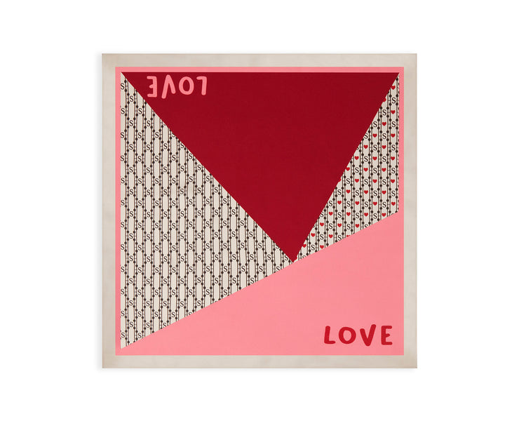 Silk Square Scarf - Valentine's Love Print