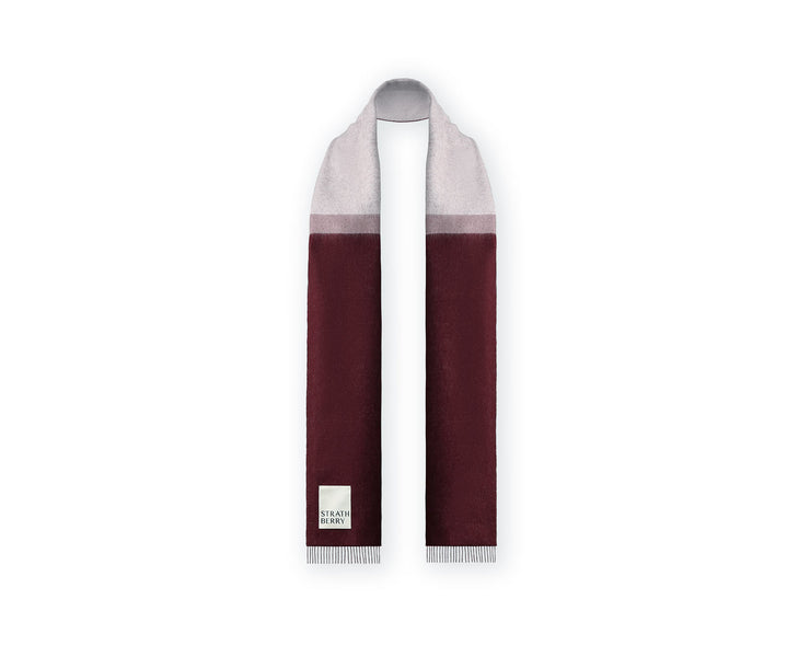 Wool Cashmere Stripe Scarf - Burgundy/Pink/Grey