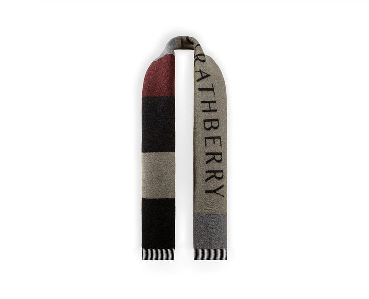 Wool Cashmere Colour Block Scarf - Black