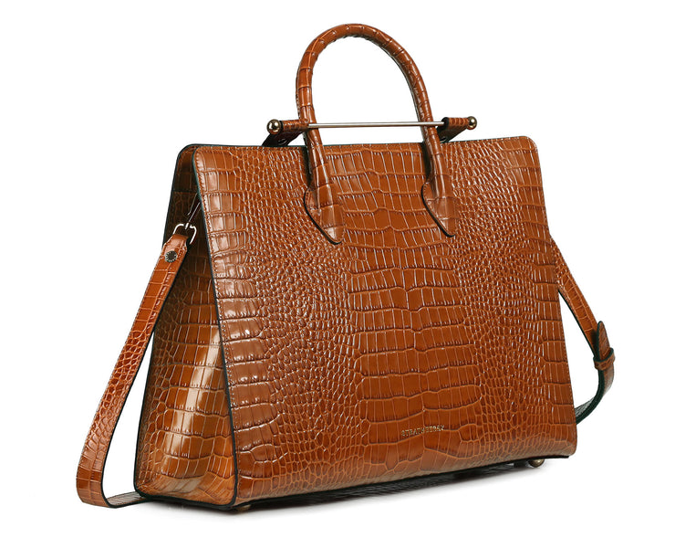 The Strathberry Tote - Embossed Leather Tan