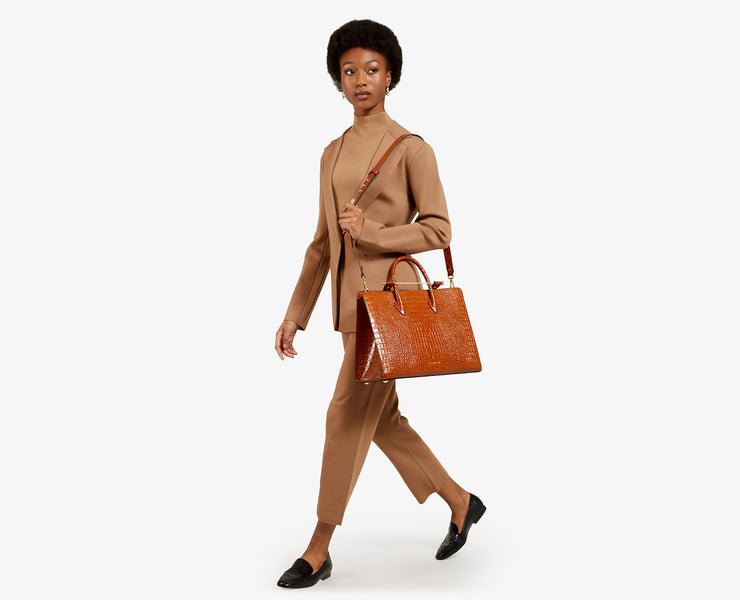 The Strathberry Tote - Embossed Leather Tan