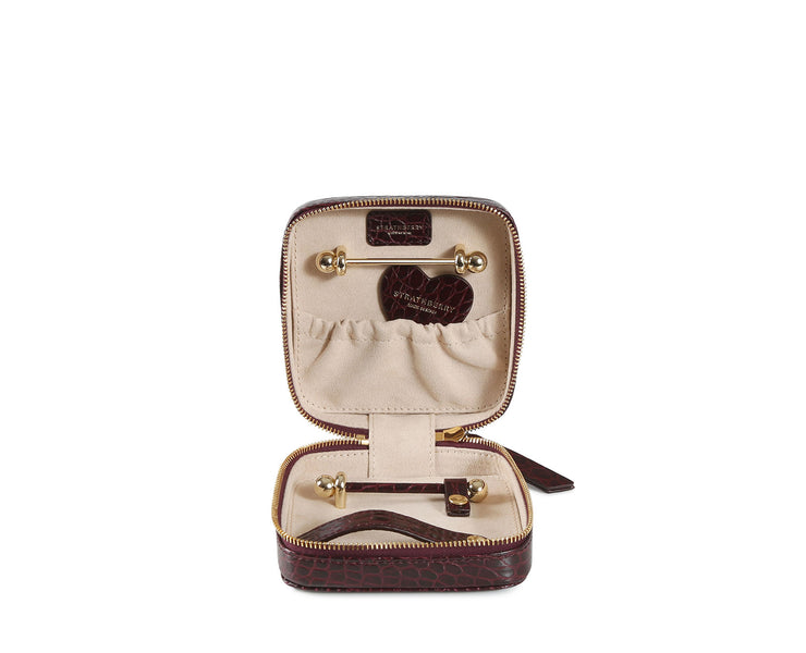 Rose Street Jewellery Box - Embossed Croc Burgundy