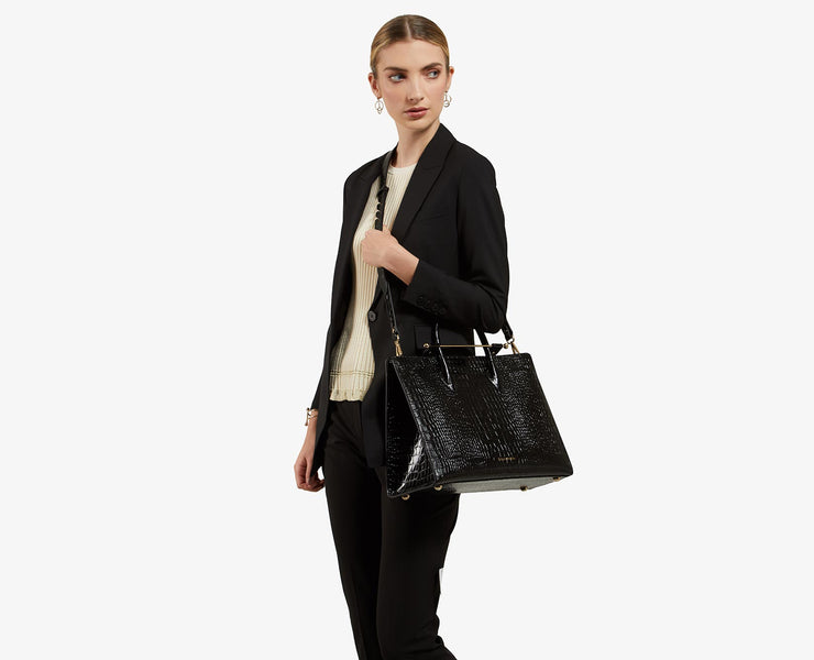 The Strathberry Tote - Embossed Leather Black